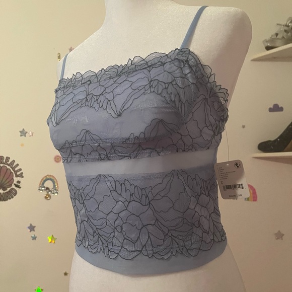 FREE PEOPLE ꔹ Double Date Embroidered Mesh Crop Camisole - Picture 8 of 16